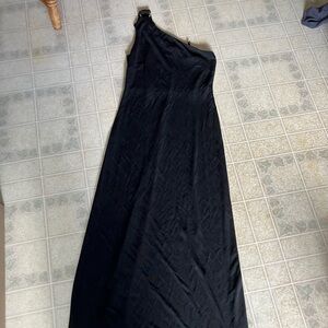 Lauren Ralph Lauren One Shoulder Jersey Slinky Black Dress shoulder ring